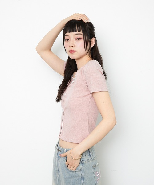 paravion(パラビオン)の「レイヤードリブリボンカットソー(Tシャツ/カットソー・レディース・ホワイト/グレー/ピンク・FREE)」の14枚目の写真