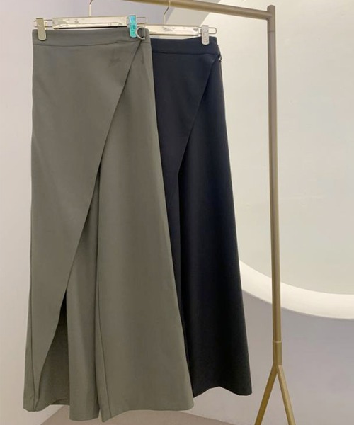 DAY CLOSET(デイ クローゼット)の「レディース 履くだけでこなれ見え。ラップデザインハイウエストストレートワイドパンツ(スラックス・レディース・ダークグレー/グレー系その他・FREE)」の12枚目の写真
