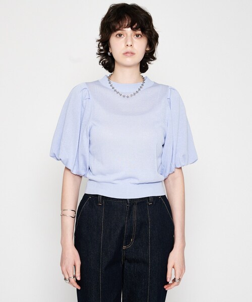 cloenc(クロエンス)の「【手洗い可】バルーンラメニットプルオーバー(ニット/セーター・レディース・ナチュラル/ブラック/パープル・02)」の1枚目の写真