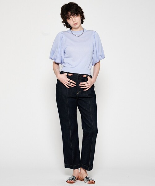 cloenc(クロエンス)の「【手洗い可】バルーンラメニットプルオーバー(ニット/セーター・レディース・ナチュラル/ブラック/パープル・02)」の9枚目の写真