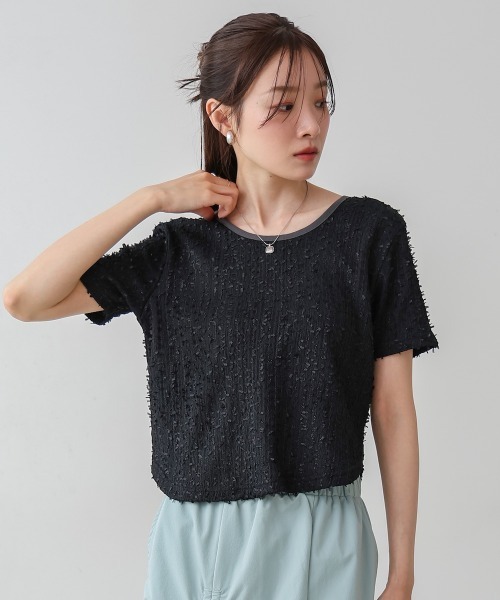 Bab(バブ)の「配色パイピングシャギーカットトップス(Tシャツ/カットソー・レディース・ブラック/ブルー/アイボリー・FREE)」の22枚目の写真