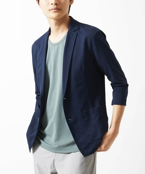 MK MICHEL KLEIN HOMME （エムケーミッシェルクランオム）の「【残りわずか！/在庫限り】トライクールカノコジャケット（テーラードジャケット・メンズ・ネイビー/ブルー・44/46/48/51）」の2枚目の写真