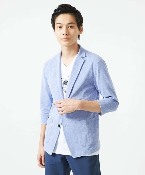 MK MICHEL KLEIN HOMME （エムケーミッシェルクランオム）の「【残りわずか！/在庫限り】トライクールカノコジャケット（テーラードジャケット・メンズ・ネイビー/ブルー・44/46/48/51）」の4枚目の写真