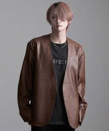 CavariA（キャバリア）の「『CavariA/キャバリア』PUレザーノーカラーJKT（ブルゾン）」