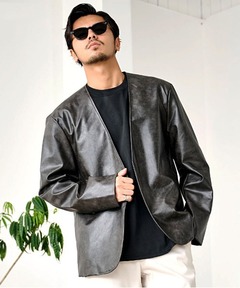 ら*せ様 ホワイト ノーカラー　ジャケット　fetico フェティコ FETICO ジャケット ノーカラージャケット 「FETICO/フェティコ