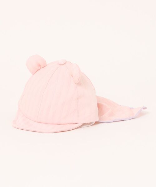 HAKKA BABY（ハッカベビー）の「[ベビー]くま耳日よけ付きキャップ（キャップ・キッズ・キナリ/ブルー/ピンク・S）」の3枚目の写真