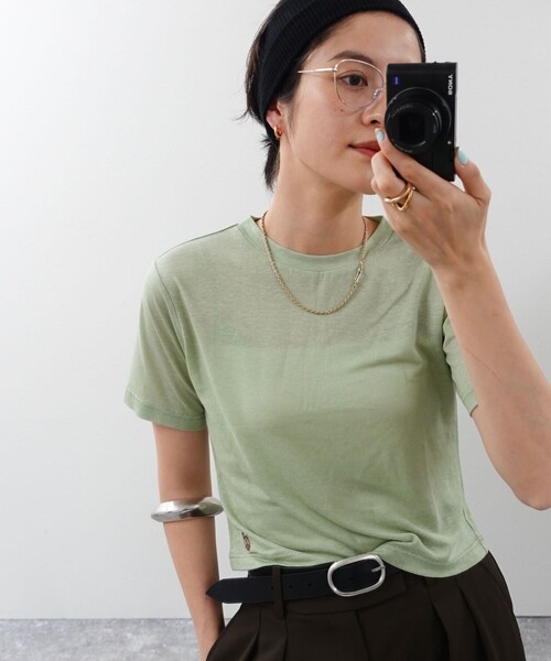 NOLLEY’S(ノーリーズ)の「【MAQWEL/マクウェル】ソフトタッチスラブショートT(Tシャツ/カットソー・レディース・ダークネイビー/ラベンダー/オリーブ/サックスブルー・FREE)」の20枚目の写真