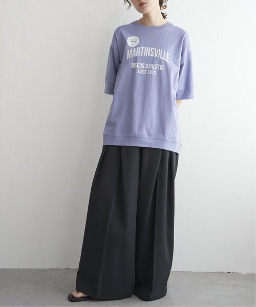 DISCUS ATHLETIC(ディスカス アスレチック)の「DISCUS ATHLETIC ロゴプリントルーズTシャツ(Tシャツ/カットソー・レディース・ブラック/サックスブルー/オフホワイト/チャコール/レッド・M)」の9枚目の写真