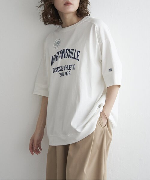 DISCUS ATHLETIC(ディスカス アスレチック)の「DISCUS ATHLETIC ロゴプリントルーズTシャツ(Tシャツ/カットソー・レディース・ブラック/サックスブルー/オフホワイト/チャコール/レッド・M)」の6枚目の写真