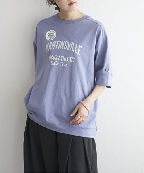 DISCUS ATHLETIC(ディスカス アスレチック)の「DISCUS ATHLETIC ロゴプリントルーズTシャツ(Tシャツ/カットソー・レディース・ブラック/サックスブルー/オフホワイト/チャコール/レッド・M)」の4枚目の写真