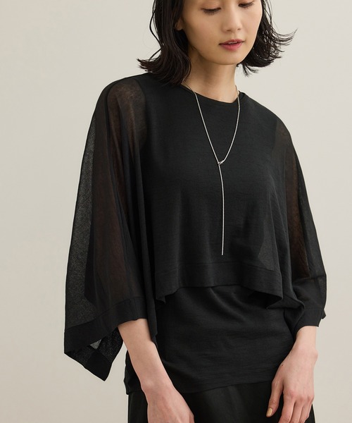 ROPE' / ロペ 【洗える】シアーフライスケープセットプルオーバー 洗える】シアーフライスケープセットプルオーバー（Tシャツ