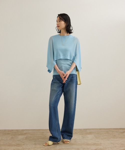 ROPE'（ロペ）の「【洗える】シアーフライスケープセットプルオーバー（Tシャツ/カットソー・レディース・ホワイト/ブルー/ブラック・FREE）」の14枚目の写真