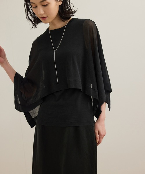 ROPE'（ロペ）の「【洗える】シアーフライスケープセットプルオーバー（Tシャツ/カットソー・レディース・ホワイト/ブルー/ブラック・FREE）」の18枚目の写真