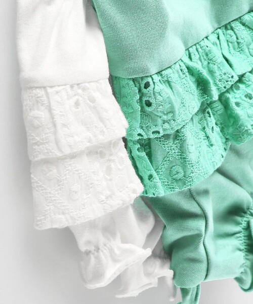 BRANSHES(ブランシェス)の「【キッズとおそろい】スカラップ刺繍トップス&ボトムスセット(その他ベビーウェア・キッズ・オフホワイト/グリーン・70/80)」の8枚目の写真
