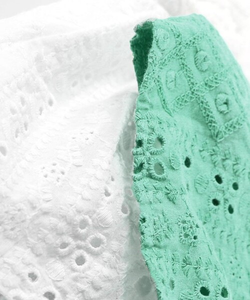 BRANSHES(ブランシェス)の「【キッズとおそろい】スカラップ刺繍トップス&ボトムスセット(その他ベビーウェア・キッズ・オフホワイト/グリーン・70/80)」の11枚目の写真