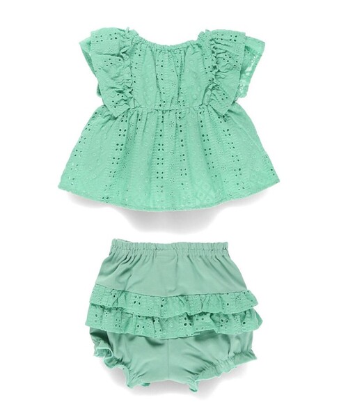 BRANSHES(ブランシェス)の「【キッズとおそろい】スカラップ刺繍トップス&ボトムスセット(その他ベビーウェア・キッズ・オフホワイト/グリーン・70/80)」の14枚目の写真