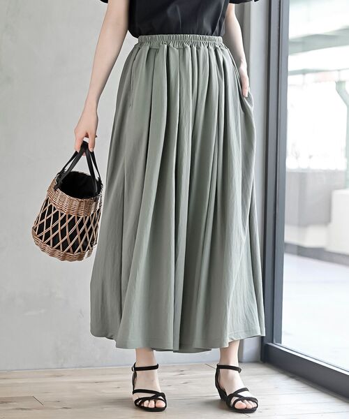 rps（アールピーエス）の「接触冷感ツータックワイドパンツ（その他パンツ・レディース・チャコールグレー/ブラック/グレイッシュベージュ/ライトカーキ・M）」の4枚目の写真