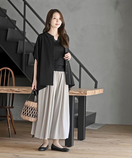 rps（アールピーエス）の「接触冷感ツータックワイドパンツ（その他パンツ・レディース・チャコールグレー/ブラック/グレイッシュベージュ/ライトカーキ・M）」の13枚目の写真