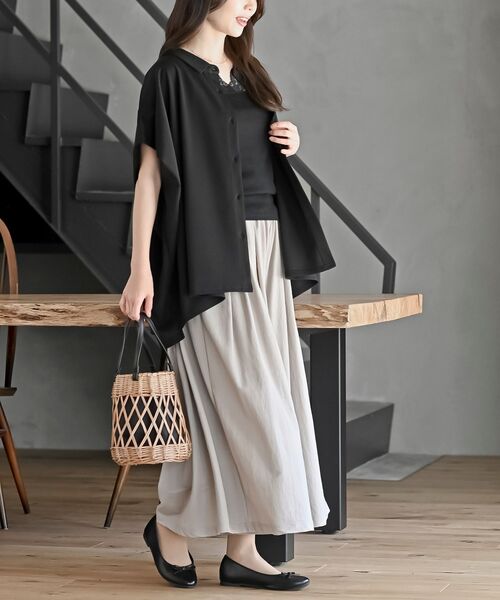 rps（アールピーエス）の「接触冷感ツータックワイドパンツ（その他パンツ・レディース・チャコールグレー/ブラック/グレイッシュベージュ/ライトカーキ・M）」の16枚目の写真