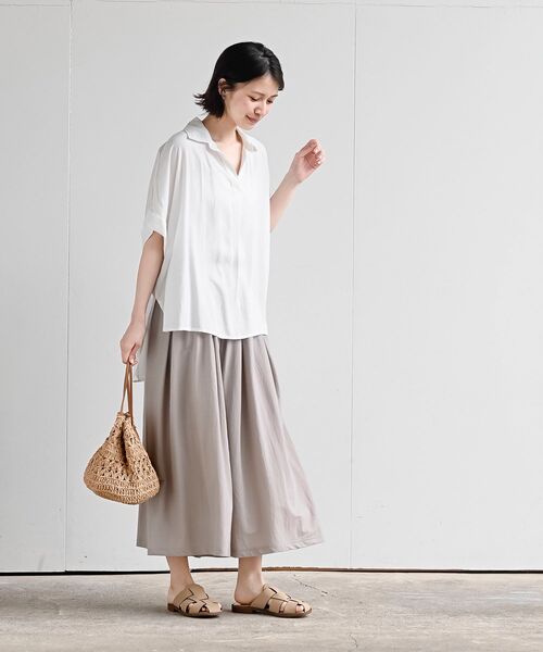 rps（アールピーエス）の「接触冷感ツータックワイドパンツ（その他パンツ・レディース・チャコールグレー/ブラック/グレイッシュベージュ/ライトカーキ・M）」の21枚目の写真