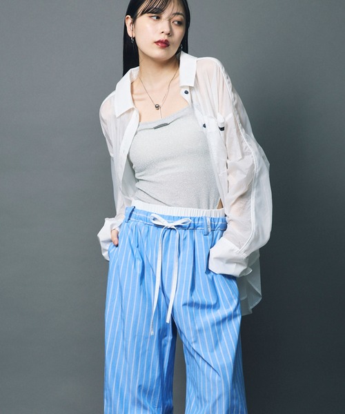 【led.tokyo】シアーオーバーサイズシャツ セール】【led.tokyo】SHEER OVER SIZE SHIRT/シアーオーバー