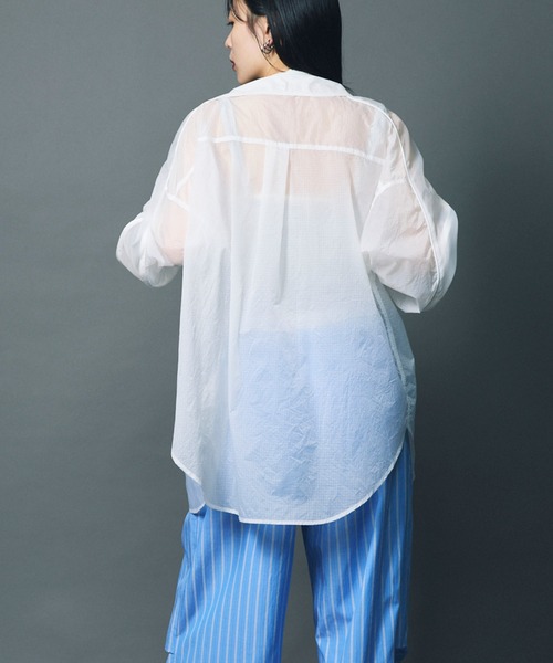 セール】【led.tokyo】SHEER OVER SIZE SHIRT/シアーオーバー