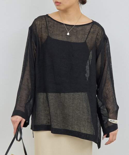 GALLARDAGALANTE（ガリャルダガランテ）の「リネンメッシュプルオーバー（シャツ/ブラウス・レディース・ベージュ/ブラック・FREE）」の9枚目の写真
