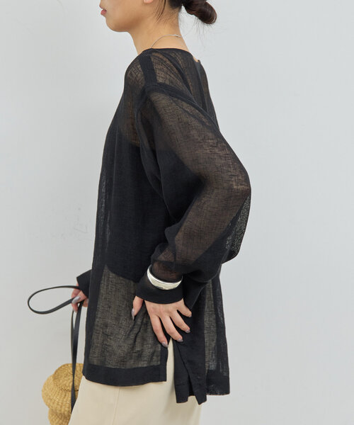 GALLARDAGALANTE（ガリャルダガランテ）の「リネンメッシュプルオーバー（シャツ/ブラウス・レディース・ベージュ/ブラック・FREE）」の8枚目の写真