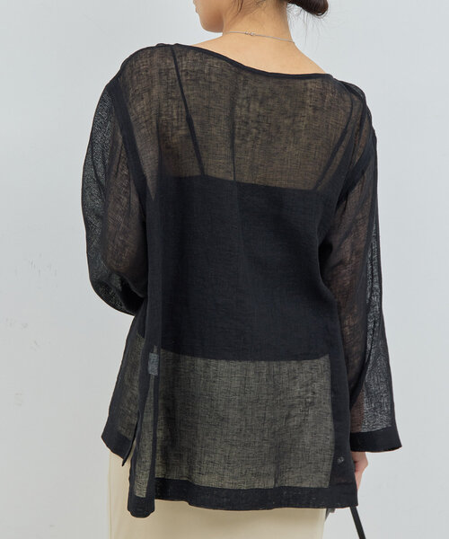 GALLARDAGALANTE（ガリャルダガランテ）の「リネンメッシュプルオーバー（シャツ/ブラウス・レディース・ベージュ/ブラック・FREE）」の7枚目の写真