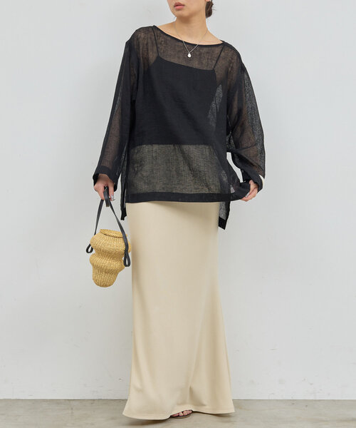 GALLARDAGALANTE（ガリャルダガランテ）の「リネンメッシュプルオーバー（シャツ/ブラウス・レディース・ベージュ/ブラック・FREE）」の6枚目の写真