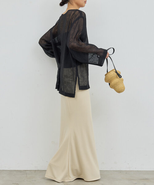 GALLARDAGALANTE（ガリャルダガランテ）の「リネンメッシュプルオーバー（シャツ/ブラウス・レディース・ベージュ/ブラック・FREE）」の5枚目の写真