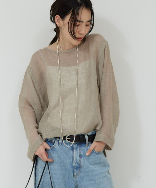 GALLARDAGALANTE（ガリャルダガランテ）の「リネンメッシュプルオーバー（シャツ/ブラウス・レディース・ベージュ/ブラック・FREE）」の22枚目の写真