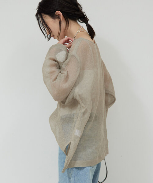 GALLARDAGALANTE（ガリャルダガランテ）の「リネンメッシュプルオーバー（シャツ/ブラウス・レディース・ベージュ/ブラック・FREE）」の21枚目の写真