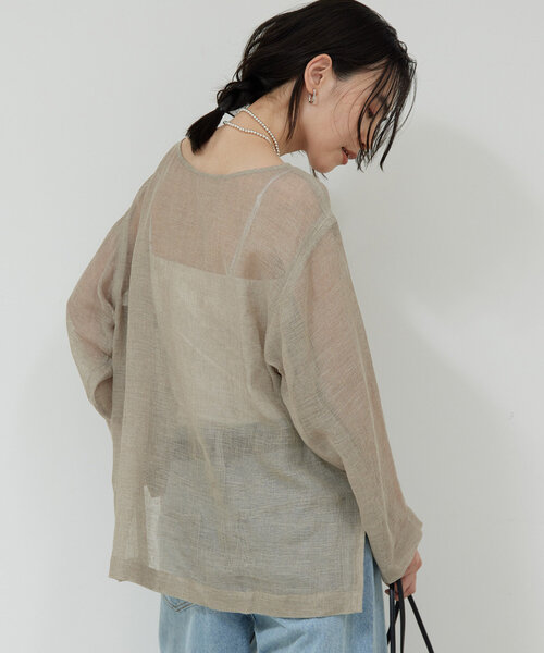 GALLARDAGALANTE（ガリャルダガランテ）の「リネンメッシュプルオーバー（シャツ/ブラウス・レディース・ベージュ/ブラック・FREE）」の20枚目の写真