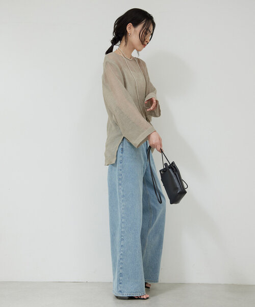 GALLARDAGALANTE（ガリャルダガランテ）の「リネンメッシュプルオーバー（シャツ/ブラウス・レディース・ベージュ/ブラック・FREE）」の18枚目の写真