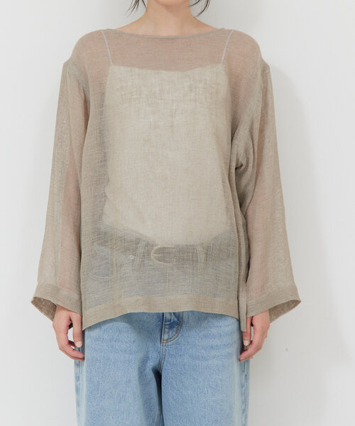 GALLARDAGALANTE（ガリャルダガランテ）の「リネンメッシュプルオーバー（シャツ/ブラウス・レディース・ベージュ/ブラック・FREE）」の16枚目の写真