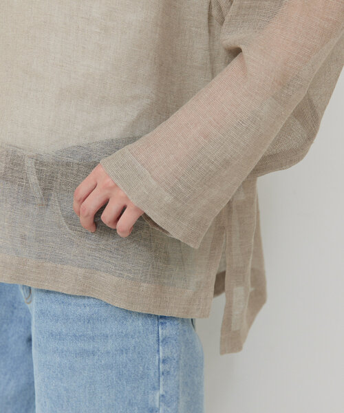 GALLARDAGALANTE（ガリャルダガランテ）の「リネンメッシュプルオーバー（シャツ/ブラウス・レディース・ベージュ/ブラック・FREE）」の12枚目の写真