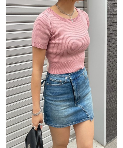 EVRIS(エヴリス)の「クロスウエストリボンデニムミニスカート(デニムスカート・レディース・ブラック/インディゴブルー・SMALL/MEDIUM)」の13枚目の写真