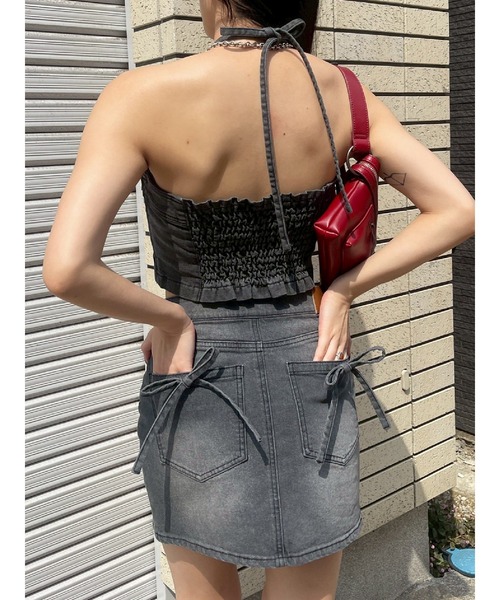 EVRIS(エヴリス)の「クロスウエストリボンデニムミニスカート(デニムスカート・レディース・ブラック/インディゴブルー・SMALL/MEDIUM)」の21枚目の写真