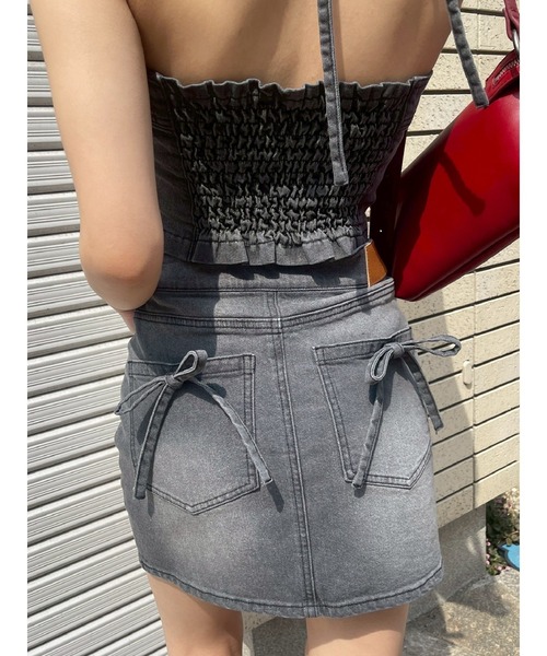 EVRIS(エヴリス)の「クロスウエストリボンデニムミニスカート(デニムスカート・レディース・ブラック/インディゴブルー・SMALL/MEDIUM)」の18枚目の写真