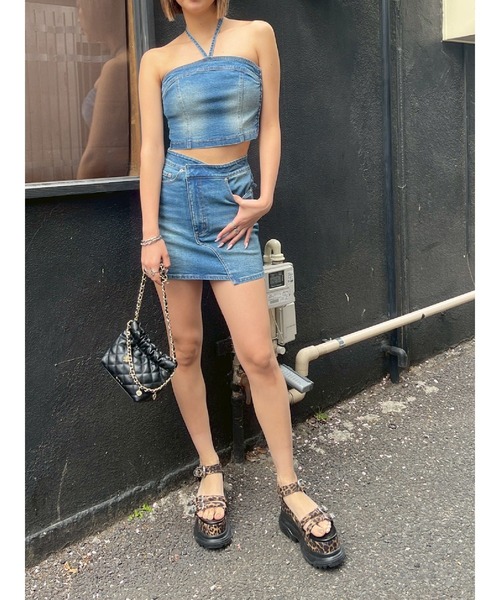 EVRIS(エヴリス)の「クロスウエストリボンデニムミニスカート(デニムスカート・レディース・ブラック/インディゴブルー・SMALL/MEDIUM)」の8枚目の写真