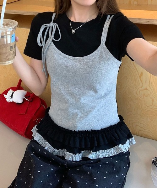 MAISON DE THERESE（メゾン ド テレーズ）の「カラーブロック フェイクツーピース Tシャツ（Tシャツ/カットソー・レディース・ネイビー/ブラック/グレー・S/M/L）」の12枚目の写真