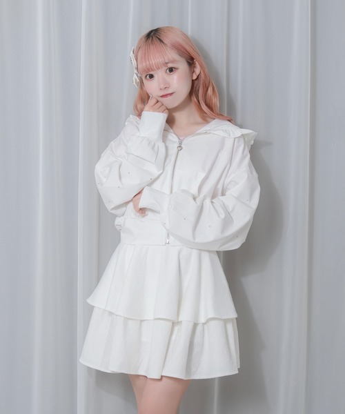 Honey Cinnamon(ハニーシナモン)の「袖ラインストーンUVカットパーカー(パーカー・レディース・ブラック/ホワイト・FREE)」の17枚目の写真