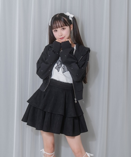 Honey Cinnamon(ハニーシナモン)の「袖ラインストーンUVカットパーカー(パーカー・レディース・ブラック/ホワイト・FREE)」の21枚目の写真