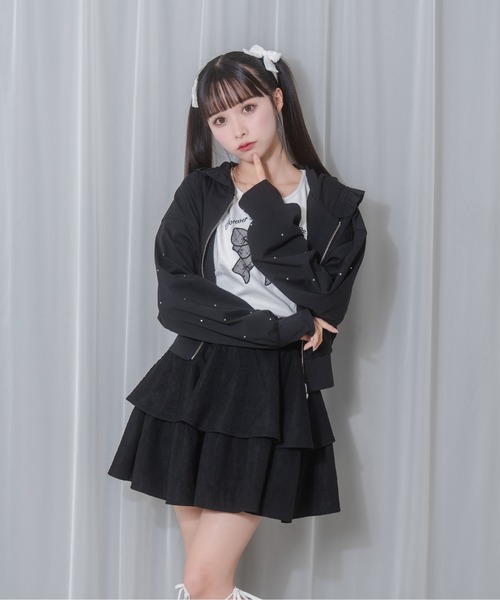 Honey Cinnamon(ハニーシナモン)の「袖ラインストーンUVカットパーカー(パーカー・レディース・ブラック/ホワイト・FREE)」の22枚目の写真