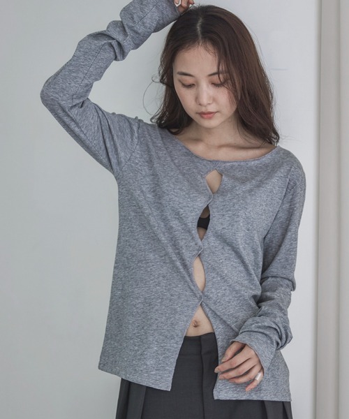 feepur(フェピュール)の「メニーホールボートシアーロンTee(Tシャツ/カットソー・レディース・ブラック/オフホワイト/グレー/オートミール・MEDIUM)」の11枚目の写真