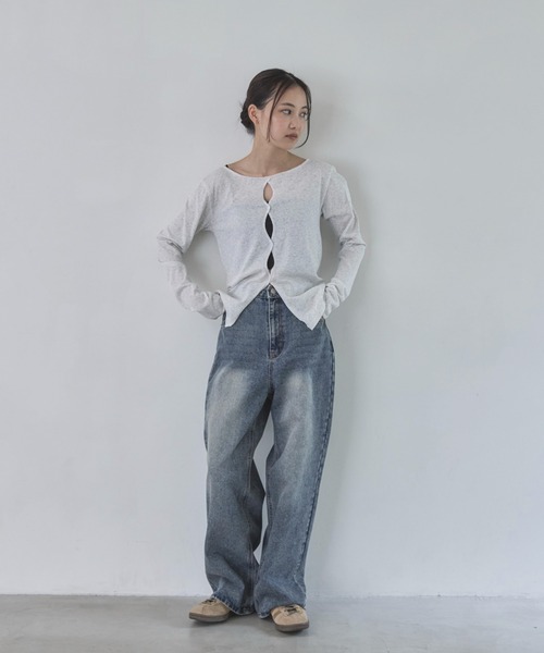 feepur(フェピュール)の「メニーホールボートシアーロンTee(Tシャツ/カットソー・レディース・ブラック/オフホワイト/グレー/オートミール・MEDIUM)」の18枚目の写真
