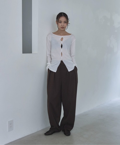 feepur(フェピュール)の「メニーホールボートシアーロンTee(Tシャツ/カットソー・レディース・ブラック/オフホワイト/グレー/オートミール・MEDIUM)」の14枚目の写真