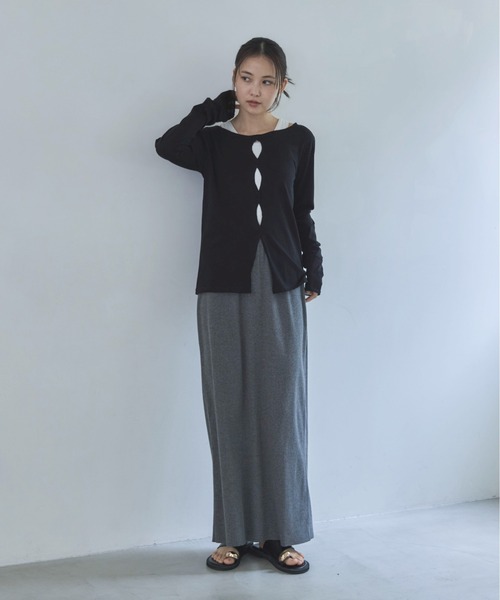 feepur(フェピュール)の「メニーホールボートシアーロンTee(Tシャツ/カットソー・レディース・ブラック/オフホワイト/グレー/オートミール・MEDIUM)」の22枚目の写真