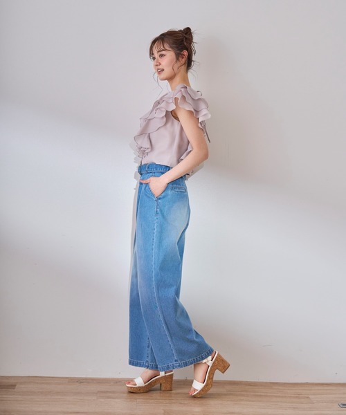 31 Sons de mode（トランテアン　ソン　ドゥ　モード）の「2025春夏新作 シアーフリルブラウス（シャツ/ブラウス・レディース・オフホワイト/ブラック/カーキ/ライトグレー・ﾌﾘ-）」の9枚目の写真